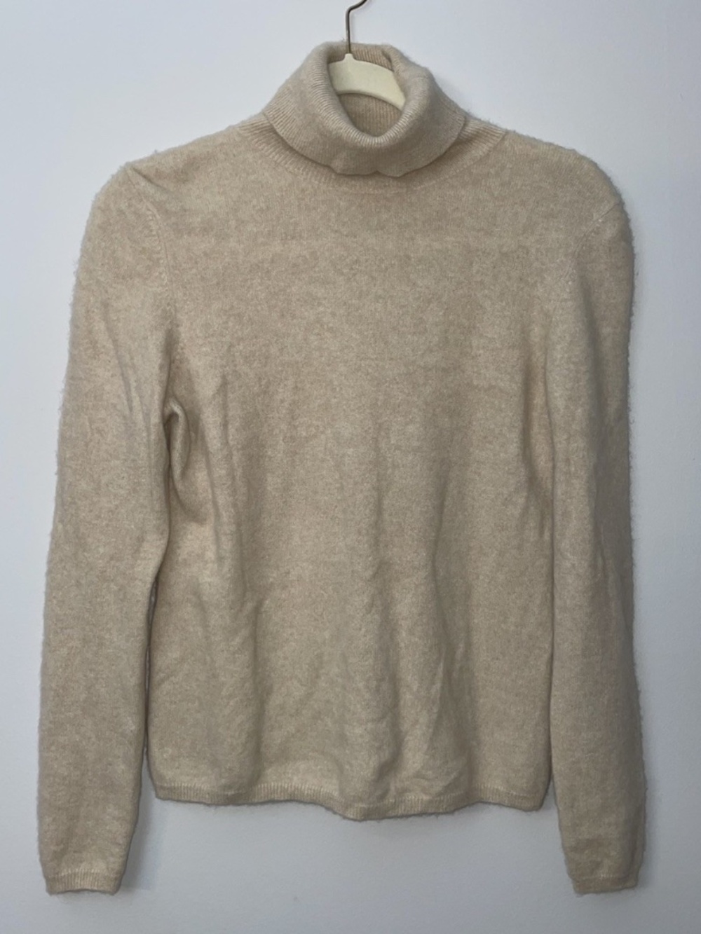 Sutton Studio Cashmere Sweater Women's Large Petite Beige Turtleneck